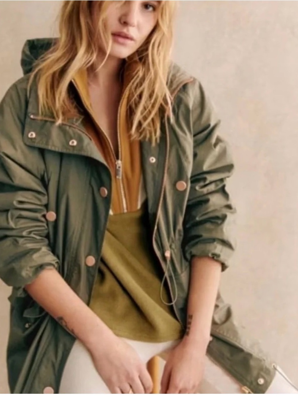 NWT Sézane Veste Miro Jacket - khaki olive - size US 10